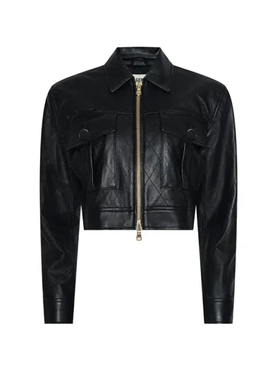 L'agence Micah Oversized Leather Jacket In Black