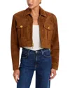 L'agence Micah Suede Oversized Collar Jacket In Brown