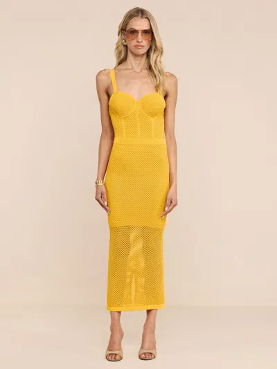 L'agence Michelle Bra Cup Pointelle Dress In Yellow