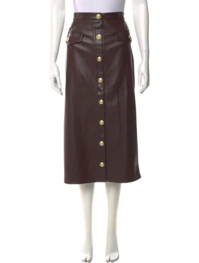 Pre-owned L'agence Midi Length Skirt In Brown
