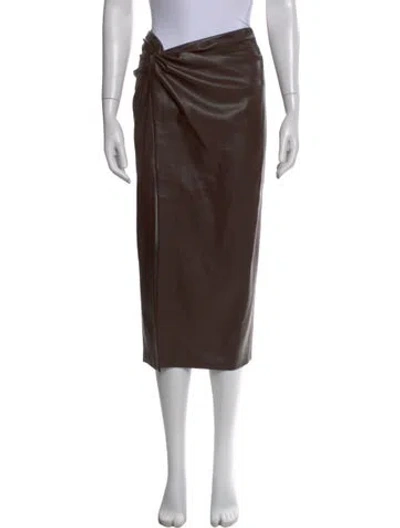 Pre-owned L'agence Midi Length Skirt In Brown