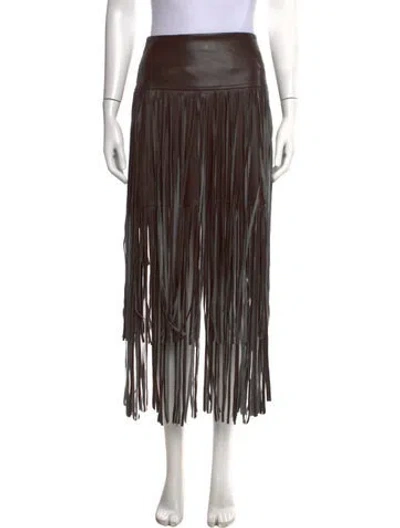 Pre-owned L'agence Midi Length Skirt In Brown