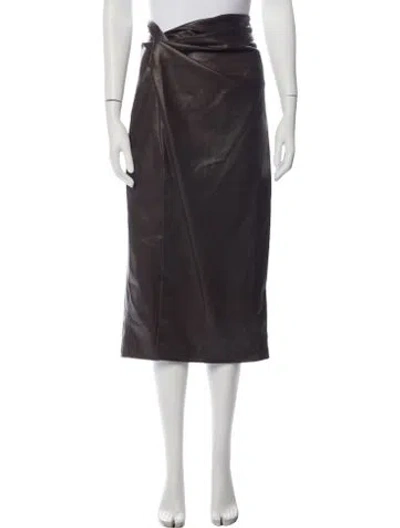 Pre-owned L'agence Midi Length Skirt In Brown