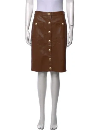 Pre-owned L'agence Midi Length Skirt In Brown