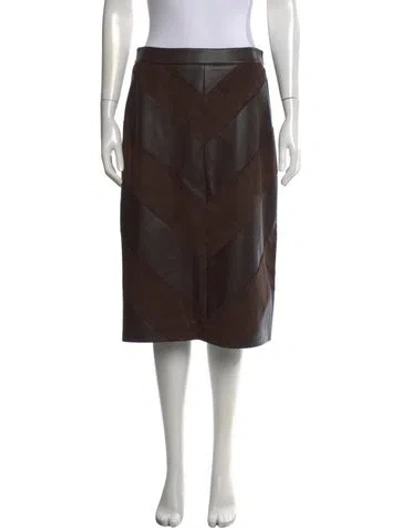 Pre-owned L'agence Midi Length Skirt W/ Tags In Brown