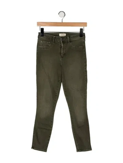 Pre-owned L'agence Mid-rise Skinny Leg Jeans In Green