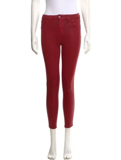 Pre-owned L'agence Mid-rise Skinny Leg Jeans In Red