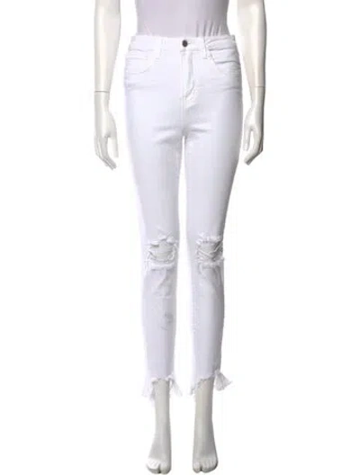Pre-owned L'agence Mid-rise Skinny Leg Jeans In White