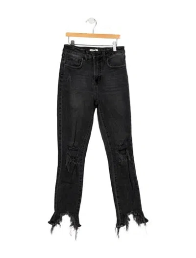 Pre-owned L'agence Mid-rise Straight Leg Jeans In Black