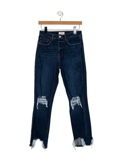 Pre-owned L'agence Mid-rise Straight Leg Jeans In Blue