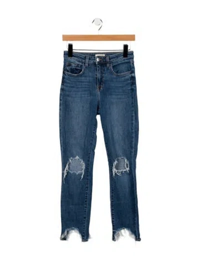 Pre-owned L'agence Mid-rise Straight Leg Jeans In Blue