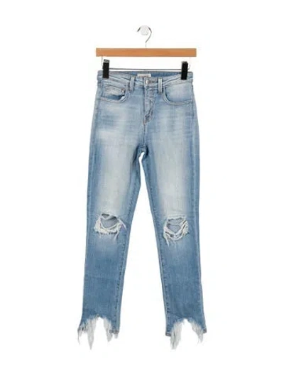 Pre-owned L'agence Mid-rise Straight Leg Jeans In Blue