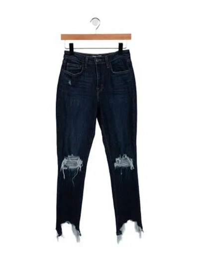 Pre-owned L'agence Mid-rise Straight Leg Jeans In Blue