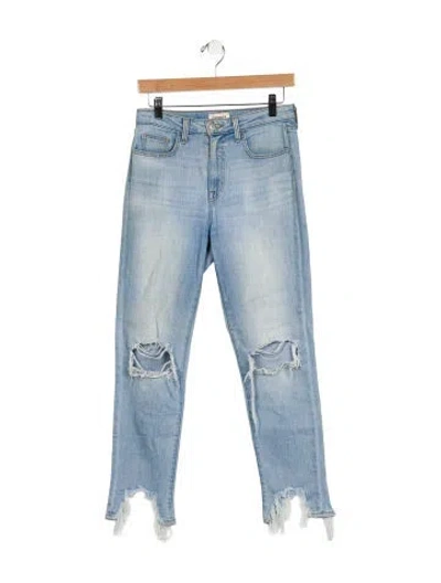 Pre-owned L'agence Mid-rise Straight Leg Jeans In Blue