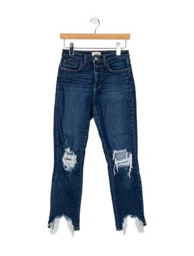 Pre-owned L'agence Mid-rise Straight Leg Jeans In Blue
