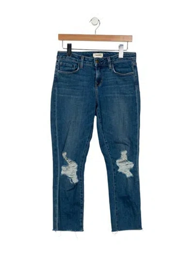 Pre-owned L'agence Mid-rise Straight Leg Jeans In Blue