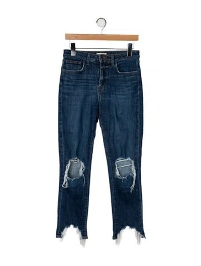 Pre-owned L'agence Mid-rise Straight Leg Jeans In Blue