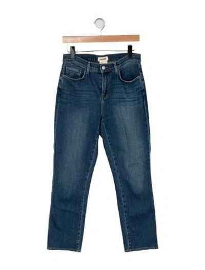 Pre-owned L'agence Mid-rise Straight Leg Jeans In Blue