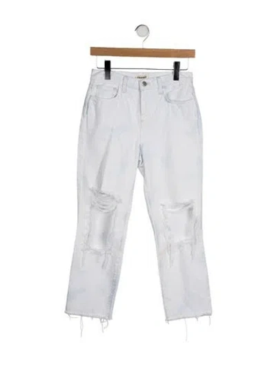 Pre-owned L'agence Mid-rise Straight Leg Jeans In White
