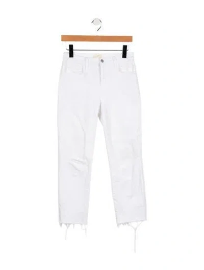 Pre-owned L'agence Mid-rise Straight Leg Jeans In White