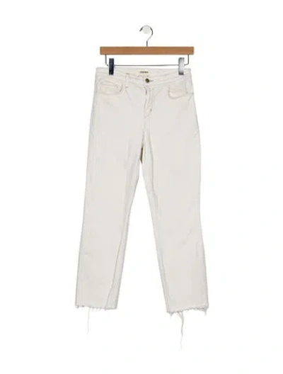 Pre-owned L'agence Mid-rise Straight Leg Jeans In White