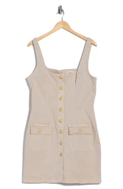L'agence Midy Button Front Stretch Cotton Tank Dress In Brown