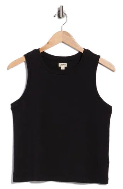 L'agence Mikaela Cotton Ribbed Crop Tank In Black
