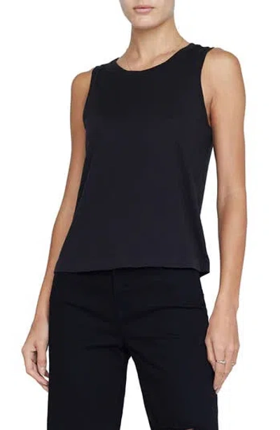 L'agence Ribbed Round-neck Tank-top In Schwarz