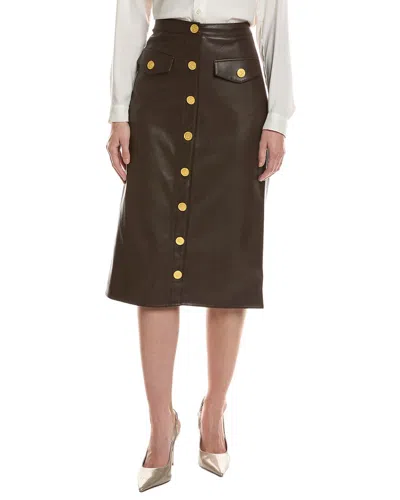 L'agence Milann Midi Snap Front Skirt In Burgundy