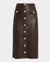 L'agence Milann Vegan Leather Midi Skirt In Multi