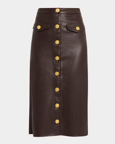 L'agence Milann Vegan Leather Midi Skirt In Multi