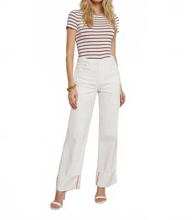L'agence Miley Cuffed Wide-leg Jeans In White Red