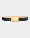L'agence Milou Croc-embossed Leather Belt In Black