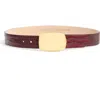 L'agence Milou Domed Buckle Croc Embossed Patent Leather Belt In Brown