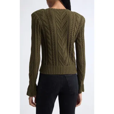 L'agence Mio Cable Cropped Sweater In Green