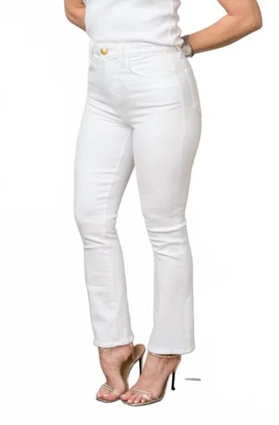 L'agence Mira Cropped Bootcut Jean In White/ Gold Button In Multi