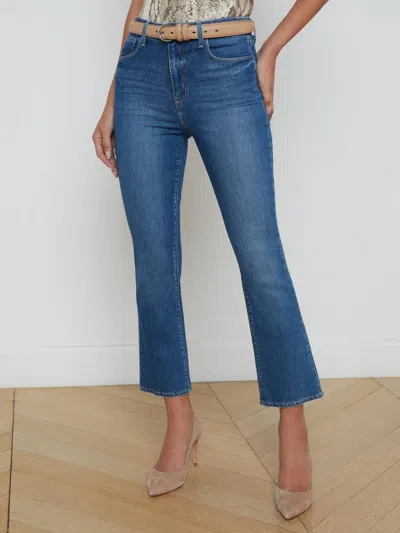 L'agence Mira Cropped Micro Boot Cut Pants In Stockton In Blue