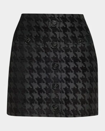 L'agence Mireya Houndstooth Jacquard Mini Skirt In Black
