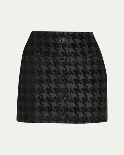 L'agence Mireya Houndstooth Jacquard Mini Skirt In Black