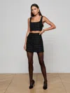 L'agence Mireya Houndstooth Mini Skirt In Black
