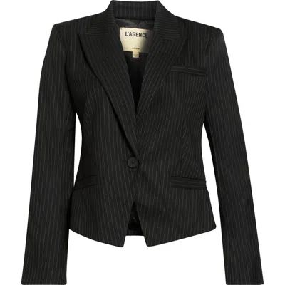 L'agence Misa Pinstripe Single Breasted Blazer In Black