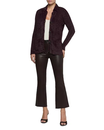 L'agence Mist Fuzzy Collared Cardigan In Brown