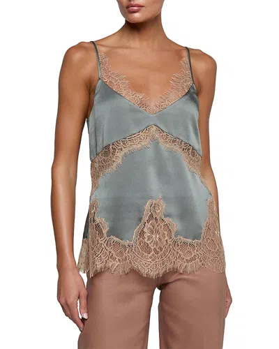 L'agence Mitsu Lace Trim Camisole Top In Gray