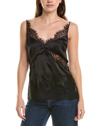 L'agence Mitsu Lace Trim Silk Cami In Black