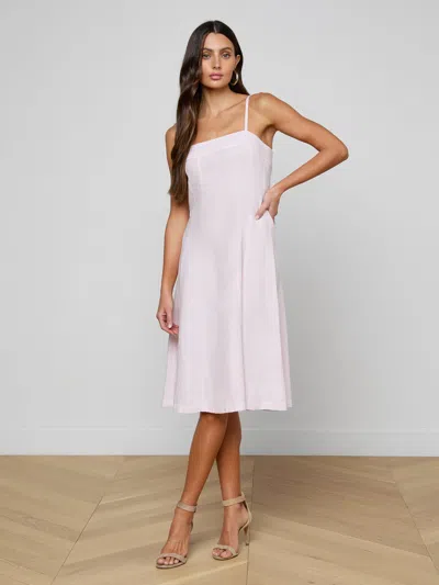 L'agence Mitzy Linen Midi Dress In Pink