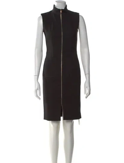 Pre-owned L'agence Mock Neck Knee-length Dress In Black