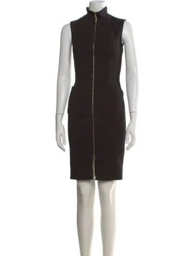 Pre-owned L'agence Mock Neck Knee-length Dress In Black
