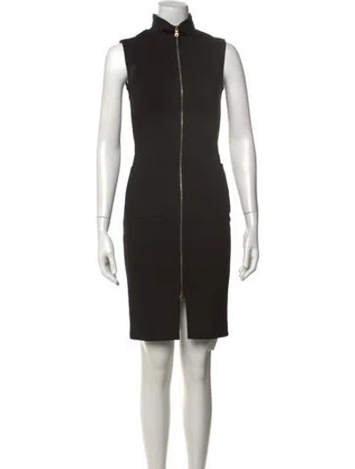 Pre-owned L'agence Mock Neck Knee-length Dress In Black