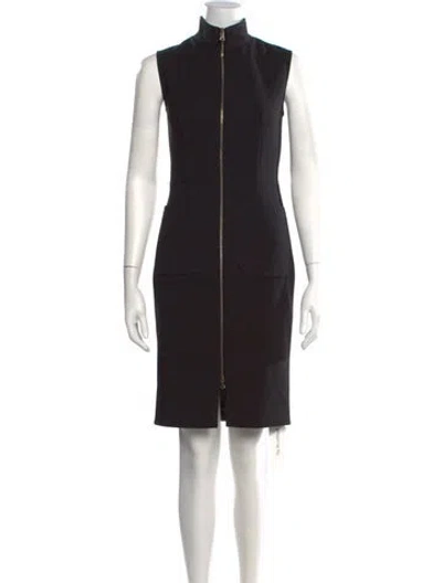 Pre-owned L'agence Mock Neck Knee-length Dress In Black