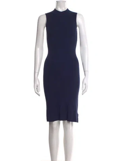 Pre-owned L'agence Mock Neck Knee-length Dress In Blue